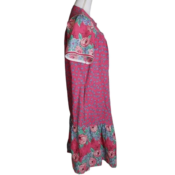 Vintage Kelly Reed Floral Print Patio Dress Sz M ? Pearl Snap Cottagecore Garden - Picture 2 of 14